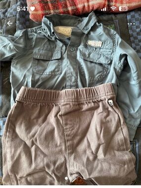 Ocean & Coast Kids Two-Piece Set — Blue Shirt & Brown Joggers